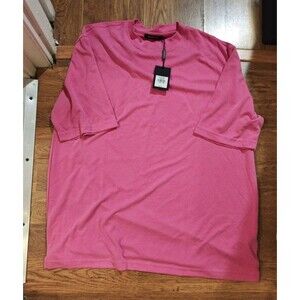 NWT Bugatchi Mens XXL T-Shirt Fuchia Crew Neck Pullover Textured Modal Polyester